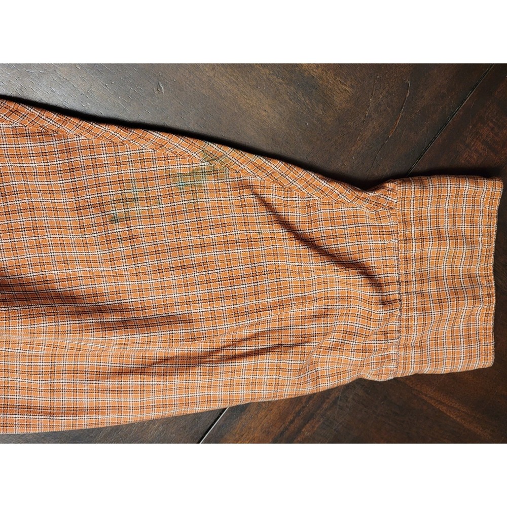 Wrangler Quality Orange Plaid Long Sleeve Button Down Shirt 2XL Wrinkle Resist - Picture 9 of 10